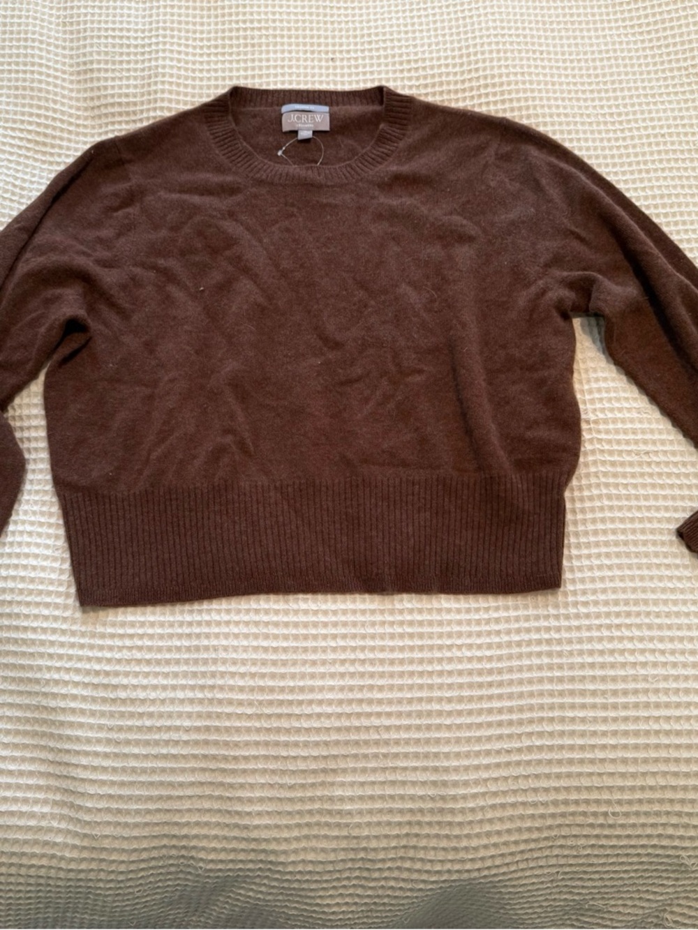 J. Crew Women's Cropped Fit Crewneck Sweater in Chocolate Brown
